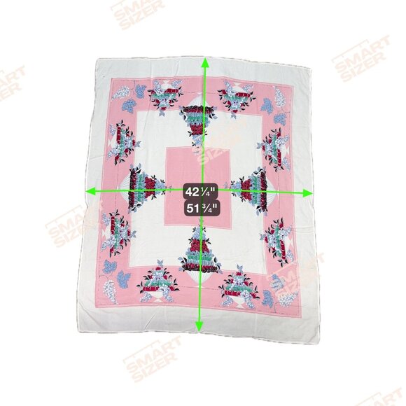 Vintage Fruit & Floral Tablecloth Pink White Center Grapes Berries Fruit Salad R - Picture 5 of 7